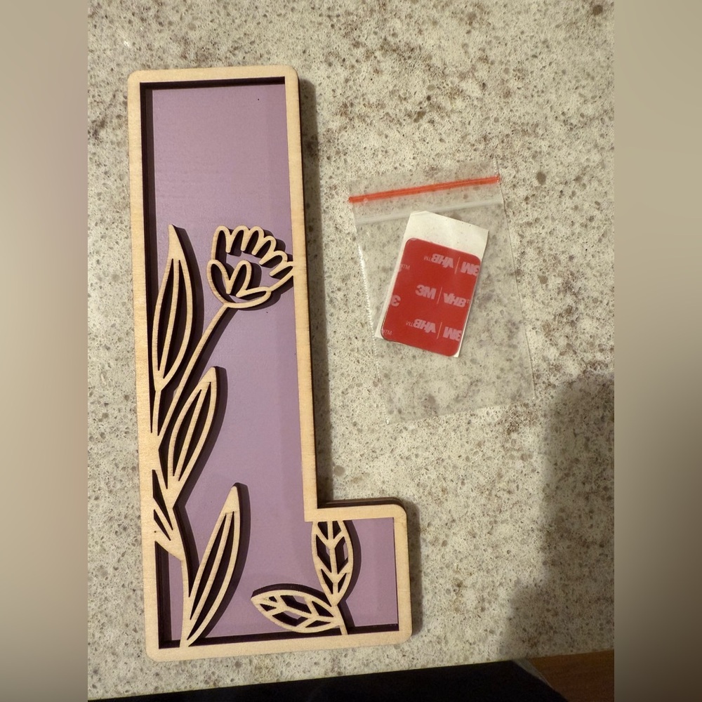 Hand made wooden purple L